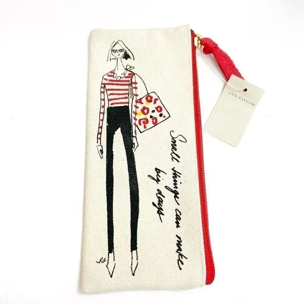 ANN Taylor NWT ‘Small Things Can Make Big Days’ Zippered Make Up Bag Pouch Case